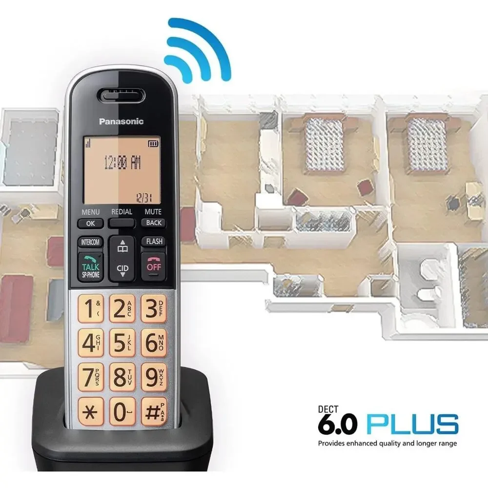Panasonic Compact Cordless Phone with DECT 6.0, 1.6